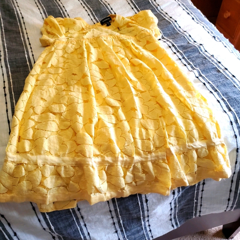 Bebe Yellow Flower Spring Dress